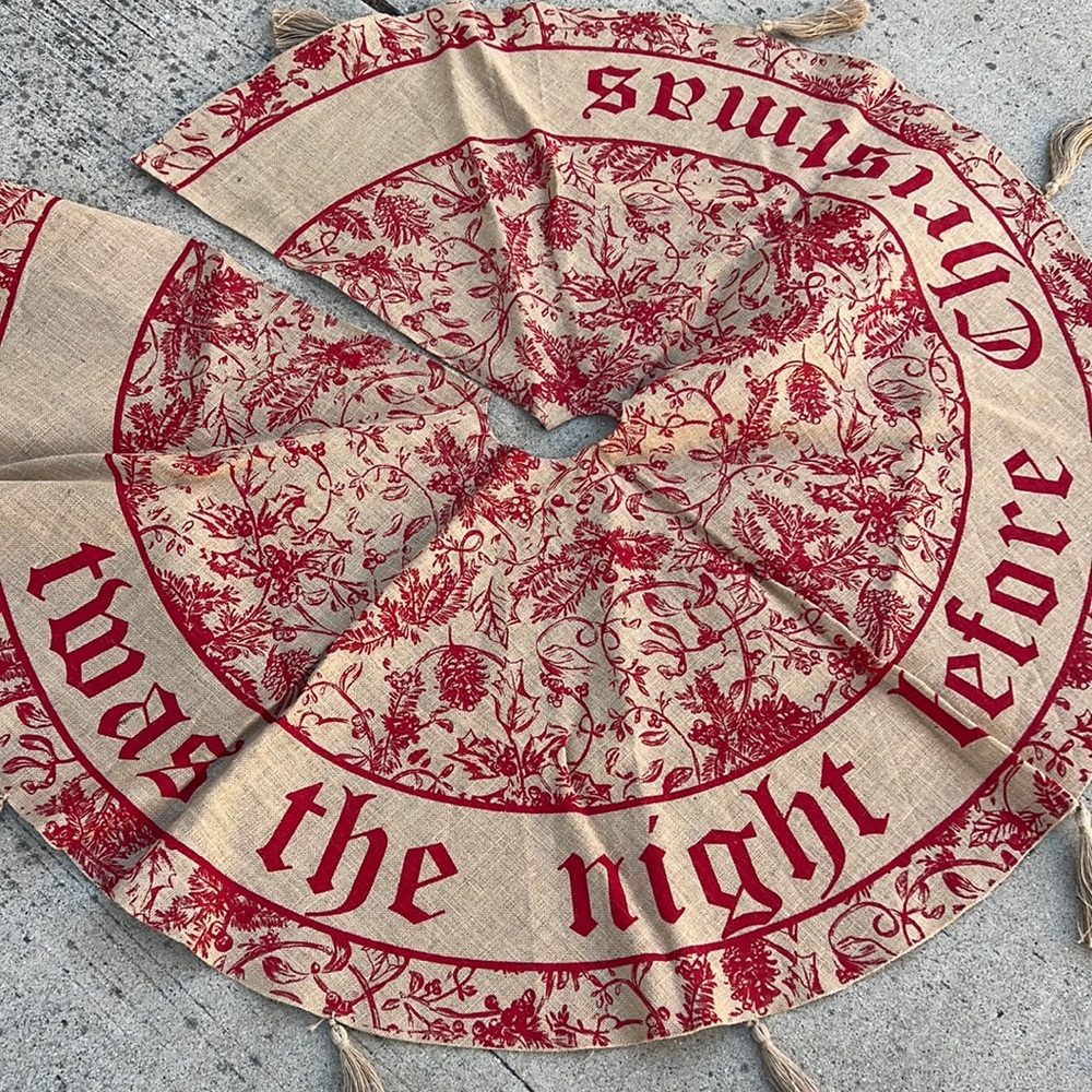 Burlap Christmas tree skirt - ‘‘twas the night before Christmas 🎄
